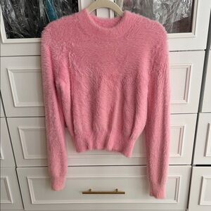 Alexander Wang Fuzzy Pink Crew Neck Sweater